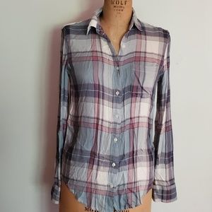 Women's Aeropostale Pink Blue Plaid Flannel